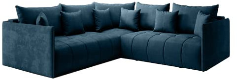 GRAINGOLD Ecksofa Ardi L mit Kissen 239 x 239cm - Bequemes, Elegantes Schlafsofa mit Bettkasten, Schlaffunktion - Wohnzimmer Sofa im modernen Stil - Steppungen und Nähte, bequemer Schlaf