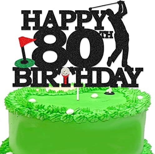 Golf Cake Toppers,80th Happy Birthday Cake Toppers,Golf 80th Happy Birthday Cake Decorations for Golf and 80th Themed Birthday Party (80)