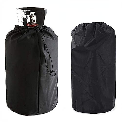 Funda Protectora para Botella De Gas para Barbacoa, Cubierta para Tanque De Propano De 21 Libras para Exteriores con Cordón, Impermeable, 210D Oxford Negro 31 * 59cm