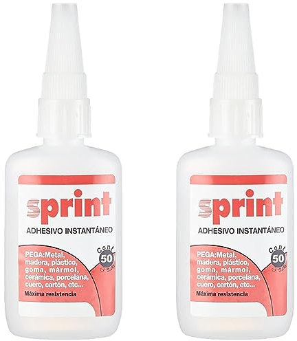 Rayt 607-39 SPRINT Adhesivo instantáneo de cianoacrilato, uniones rápidas y súper resistentes en segundos. Plástico, caucho, goma, metales, porcelana. Tubo 50gr. (Paquete de 2)