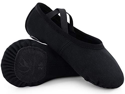 Ballettschuhe mädchen Ballettschläppchen Tanzschuhe Damen Stretch-Leinwand für Kinder Erwachsene Gr. 23-45 (schwarz, Jugendliche, 35, Numerisch, EU Schuhgrößensystem, M) …