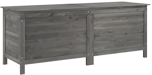 vidaXL Gartentruhe, Gartenbox mit Stauraum, Auflagenbox mit Boden aus Latten, Aufbewahrungsbox Kissenbox Holztruhe, Anthrazit Massivholz Tanne