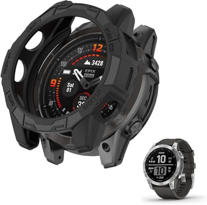 HOMTERN Compatibile con Garmin Fenix 7, Fenix 7 Pro, EPIX Pro 47 mm, guscio protettivo morbido in TPU leggero, a prova di caduta, antigraffio, custodia protettiva flessibile, colore nero