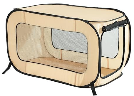 Beatrice Home Fashions Tragbare, zusammenklappbare Hundehütte, für Katzen und Hunde, 91,4 x 55,9 x 55,9 cm, Beige
