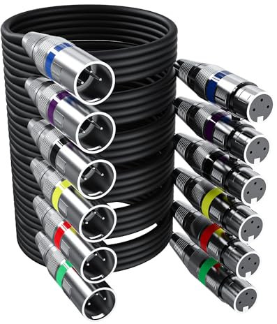 Xespis 6 Pack Câble XLR 3M DMX 3 Broches Mâle Femelle, Connecteur Audio 3 Pins Pour Microphone et Contrôleur