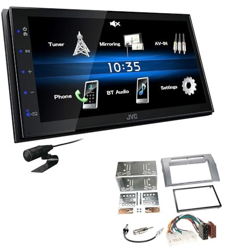 JVC KW-M25BT 2-DIN Autoradio Touchscreen Bluetooth kompatibel mit Android USB Mirroring passend für Toyota Corolla Verso 2004-2009 Silber