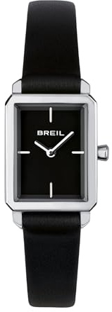 Breil Damen Armbanduhr CARRÉ mit schwarzen Lederarmband, 5 Bar, Gehäusegröße: 20x24 mm, TW2025