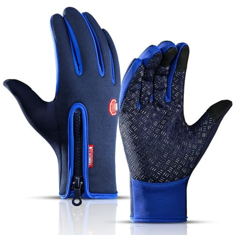 YCYATS Freezer Thermo Handschuhe Herren, Thermo Alpin Handschuhe, warm, Touchscreen, wasserdicht, für den Winter (Blue, S)