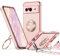 XYZ Coque pour Google Pixel 8, avec Double Anneau de Support Cœur, avec Lanière pour Filles et Femmes, Coque de Protection Luxe Mignonne et Scintillante pour Pixel 8, Rose