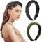Haarreif Samt Geflochten Haarreifen Damen Stirnband Breit Haarband Vintage Gepolsterte Haarreifen Mode Stirnbänder Haarschmuck Kopfband für Frauen Mädchen (Grün+Schwarz)