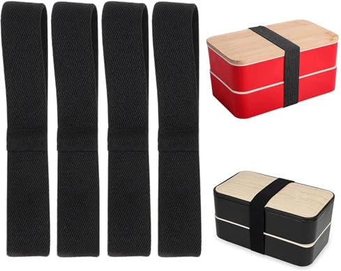 4 Pack Bento Box Gurt, Bento Box Band, Bento Box Strap, Elastische Befestigungsgurte für Lunchboxen Ersatz für Bento-Box-Band, für Zuhause, Büro, Schule, Outdoor, Reisen, Camping, Picknick