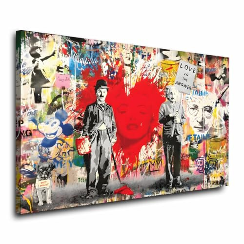 Pop Street Art Love is The Answer Wandbild Leinwandbild Deko Kunst XL Größe 60x40x2cm