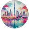 Dubai Magnet rund Exklusiver Dubai Magnet für Souvenir-Sammler Wahrzeichen Wolkenkratzer-Architektur Städtische Skyline Orient-Charme aus dem Nahen