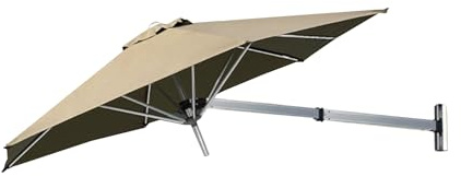 TRGCJGH Wall Mounted Patio Umbrella, Sun Canopy Umbrella Outdoor Garden Balcony Tilting Sunshade, Parasol for Yard/Garden/Deck Porch (250cm/8.2ft,Tan)