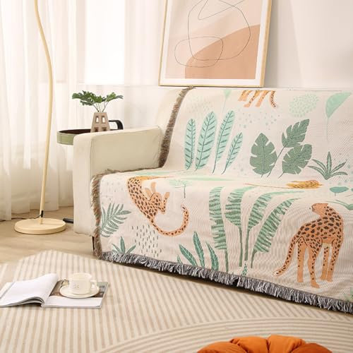 LumiSyne Manta De Doble Cara Manta De Algodón Tejida con Borlas Selva Estilo Bohemio Tapiz Mantón Decorativa Manta para Sofá Cama Silla Manta De Camping Manteles Alfombra 160x130cm