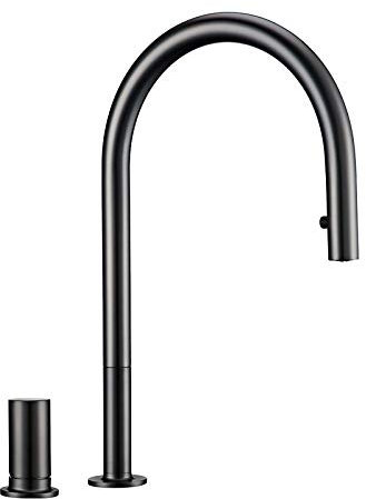 Küchenarmatur Ausziehbarer Küchenhahn Aus Messing 360° Schwenkbar Einhebelmischer Heiß- Und Kaltwasserhahn Küchenspüle Hochbogen Küchenmischbatterie Wassersparende Küchenspüle Mischbatterie,Gunmetal