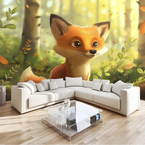 Papier Peint de Photo Forêt Animaux Renard 350x256 cm Papier Peint Panoramique Papier Peint intissé Murale Pour Chambre De Fille, Garçon, Chambre De Bébé Salon Chambre Décor