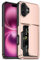 Aolcev for iPhone 16 Case with Card Holder [Max 4 Cards] Heavy Duty Protective Shockproof Cases Dual Layer Hard PC Soft TPU Bumper Hidden Card Slot Wallet Case for iPhone 16 Phone Case-Rose Gold