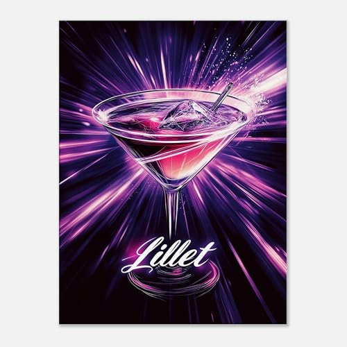 Generisch Lillet Leinwand oder Poster I Cocktail Wandbild Kunstdruck für Küche, Bar oder Wohnzimmer I PN104 (Poster, 75x50 cm)