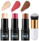 3Pcs Contour Highlighter Blush Sticks mit Pinsel - Creme Contour Bronzer Stick für Wangen Augen Lippen, lang anhaltende wasserdichte glatte Make-up-Sticks für alle Hauttypen Gesicht Make-up (Set D)