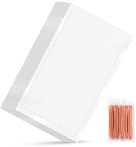 AiQInu 50 Beutel 15cm x 25cm Vakuumbeutel, Vakuum Beutel, Wiederverwendbar, Stark und Reißfest, BPA-Frei, Schutz vor Gefrierbrand, für Alle Vakuumierer & Lebensmittel Vakuumiergerät
