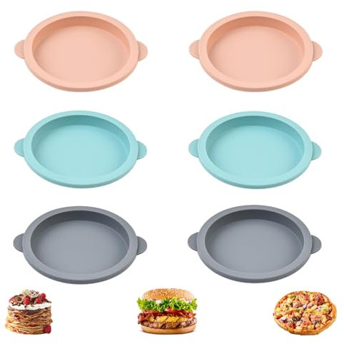 Zonoori Lot de 6 mini moules à hamburgers, diamètre : 12 cm, en silicone, ronds