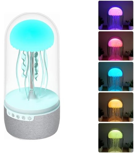 Kouamor 10 * 10 * 22cm 2 in 1 USB Jellyfish Speaker, Jellyfish Lamp Bluetooth Speaker, Jellyfish Light, Jellyfish Mood Lamp, Jellyfish Speaker Lamp, Color Changing Led Jellyfish Bluetooth Speaker