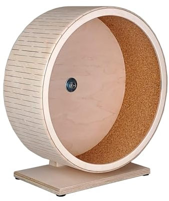 Holz-Laufrad für Hamster und Degus, 31 cm, Korklauffläche, Geräuscharm, Extra Breit 12 cm