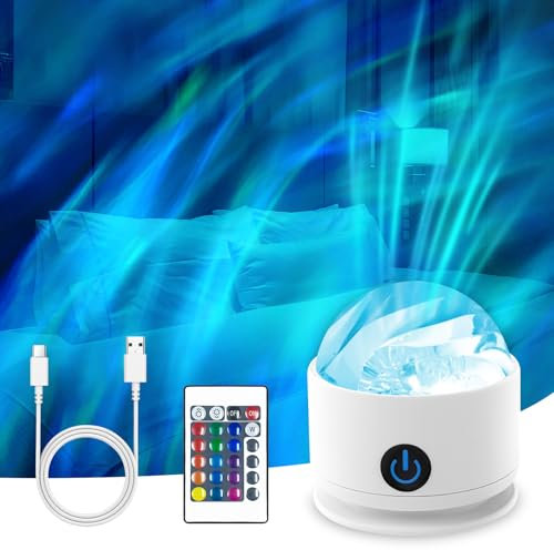vsshe Projecteur Ciel Étoilé, 16 Couleurs LED Vague Océanique Projecteur, Projecteur de Galaxie avec Télécommande, Luminosité Réglables, Rechargeable, Veilleuse pour Chambre, Enfants, Adultes