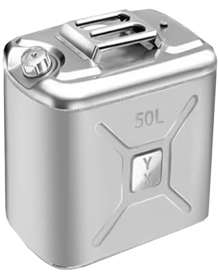 DVTFRUI Bidon D'essence en Acier Inoxydable Poli avec Cathéter Bidon De Carburant Antidéflagrant Bidon De Réserve Réservoir De Carburant Portable,50L