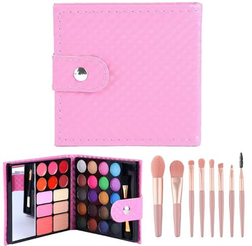 AYNKH Make-up-Set für Kinder, 9 Bürsten, 32 Farben, Rosa, Palette, Spielzeug, waschbar, ungiftig, Geburtstagsfeier, Weihnachten, Halloween, Prinzessin, Geschenk