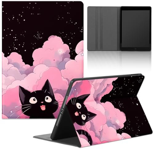 Tablet Coque pour iPad 10,2 iPad 9ème/8ème/7ème Génération 2021/2020/2019, Étui avec Mignon Cartoon Anime Chat Cat Dessin Motif PU Cuir Flip Housse Support Étui de Protection TPU Tablet Cover,Sweet