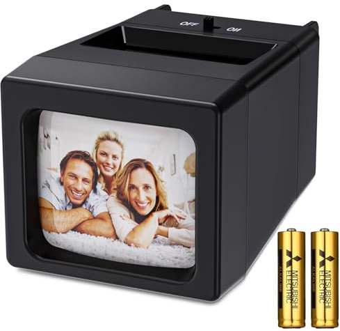 Projecteur de diapositives et diapositives 35 mm grossissement x 2 avec éclairage LED pour les anciennes diapositives et négatifs de 35 mm (2 piles AA incluses)