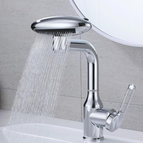 Cucina da Cucina a Cascata 4 in 1, Rubinetto da Cucina in Acciaio Inossidabile Rubinetto a 360 °, rubinetta Cucina a Foro Singolo Manico Singolo, Tocco di Miscelatore da Cucina, Cromo