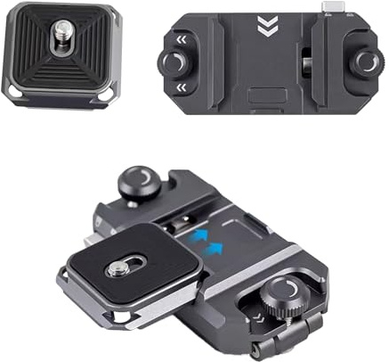 Clip per Fotocamera, Supporto sulla Tracolla o sulla Cintura, Porta Macchina Fotografica a Sgancio Rapido in Alluminio, Clip per Zaino per Trasportare Action Camera, Reflex Digitali e Binocoli