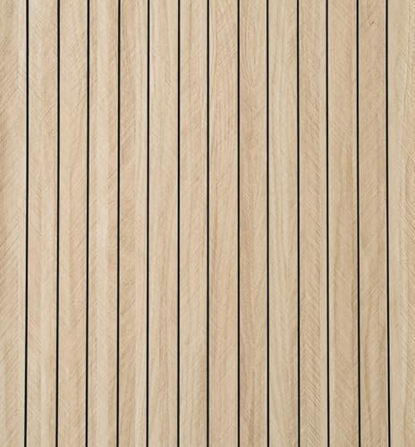 Wood Wall Panels,40 x 300 cm Beige Self Adhesive Wood Grain Slat 3D Wall Panel Soundproof Wall Panel Vinyl Roll Self Adhesive Foam Wooden Slat Wallpaper for TV Background Bedroom Living Room