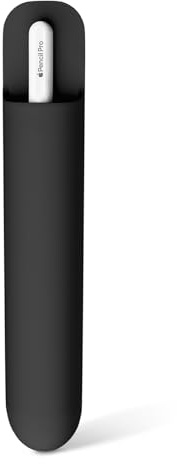 MoKo Adhesive Silicone Pencil Case Holder Fit Apple Pencil, Black | Compatible with Apple Pencil Pro/USB-C/ 1st/ 2nd Gen and Similarly Sized Stylus Pens, Adhesive Sleeve, Attached to iPad Case