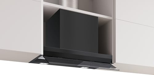 Serie 6, Integrierte Designhaube, 60 cm, Klarglas schwarz bedruckt, Mattschwarz, DBB67DP60
