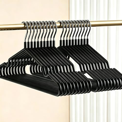 Supmaker Antirutsch Kleiderbügel aus Metall,40Stück,rutschfeste und Strapazierfähige Kleiderbügel,Platzsparend,Stark genug, Jacken und Pullover zu halten,Schwarz