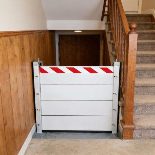 Hochwasserschutz Barriere L 340cm x H 60cm barriere, Hochwasserschutz füR TüRen, Wiederverwendbare Hochwasserschutzbarriere Aus Aluminium, Hochwasserschutz Barriere Garage