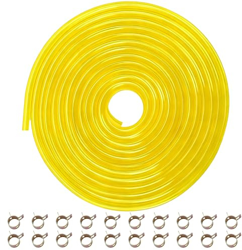 Strongthium Tubo del carburante, 3 x 5 mm, 5 m, compatibile con decespugliatore, motosega, trimmer, tubo della benzina con 20 morsetti trasparenti