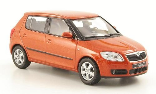 Skoda Fabia II, met.-hellorange, 2006, Modellauto, Abrex 1:43