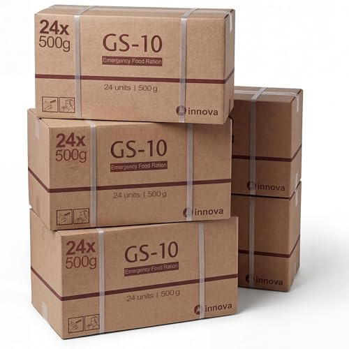 GS-10 | Emergency Food 5 x 24 Stück Familienpackung | 285.000 kcal, 30 Jahre genießbar Langzeitnahrung Notfallvorrat für Outdoor, Camping und in Krisensituationen