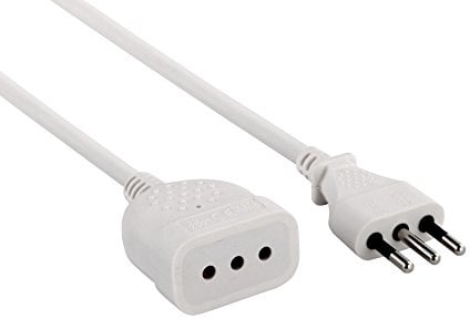 Electraline 46114 Prolunga 5 mt spina e presa piccola 10A, bianco - sezione cavo 3G0,75 mm²