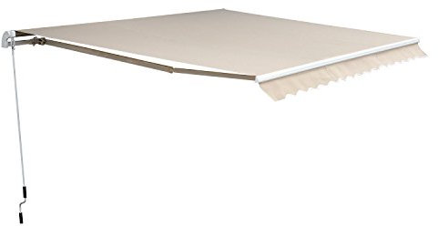 Outsunny Alu-Markise Sonnenschutz Aluminium-Gelenkarm-Markise 450 x 300 cm, Polyester, Beige