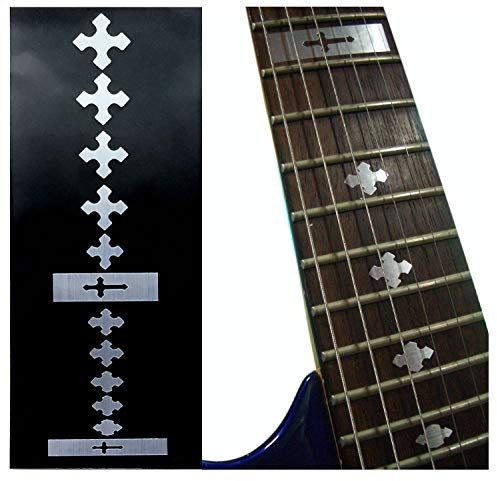 Inlay Sticker Griffbrett Position Marker für Gitarren & Bass - Cross - Metallisch