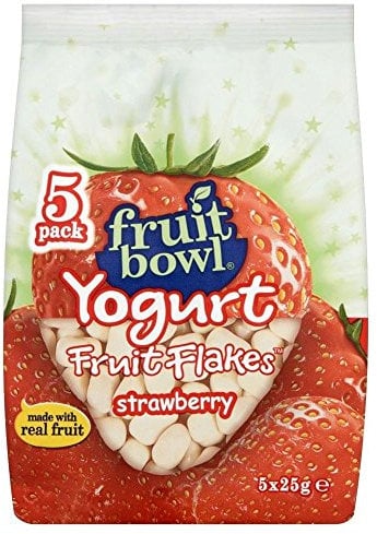 Fruit Bowl Fruit Flakes Strawberry with a Yogurt Coating (5x25g) - Pack of 2