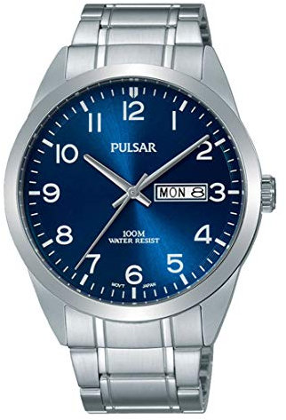 Pulsar Quarz Herren-Uhr Edelstahl mit Metallband PJ6061X1