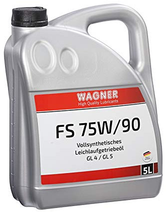 WAGNER Hypoid-Getriebeöl SAE 75W/90 | Gemäß API GL-4/GL-5 | Vollsynthetisches Leichtlauf-Getriebeöl 75W90 für Schaltgetriebe, Nebenantriebe, Sperrdifferentiale, Hinter- & Antriebsachsen | 5 Liter