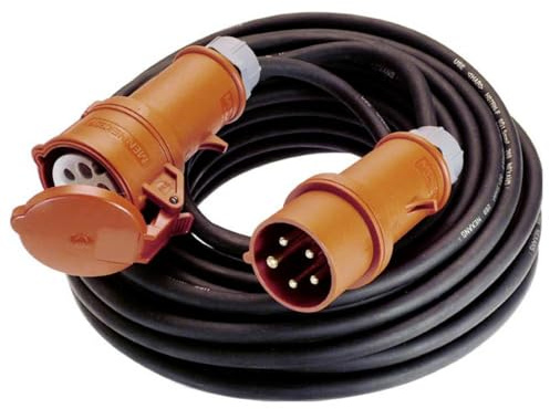 as - Schwabe Starkstrom Verlängerungskabel 25 m H07RN-F 5G2,5 - CEE Phasenwendestecker - 400V/32A/ca. 22kW - Baustelle, Garten - CEE Verlängerung für Außenbereich - IP44 - Made in Germany, 60569